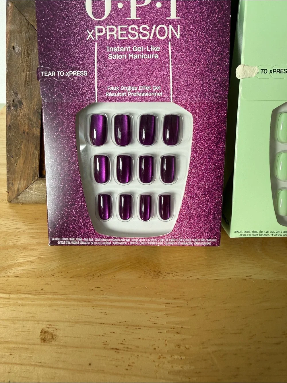 OPI XPress/On Medium Square Squoval Purple, Blue, Green Press On Nails